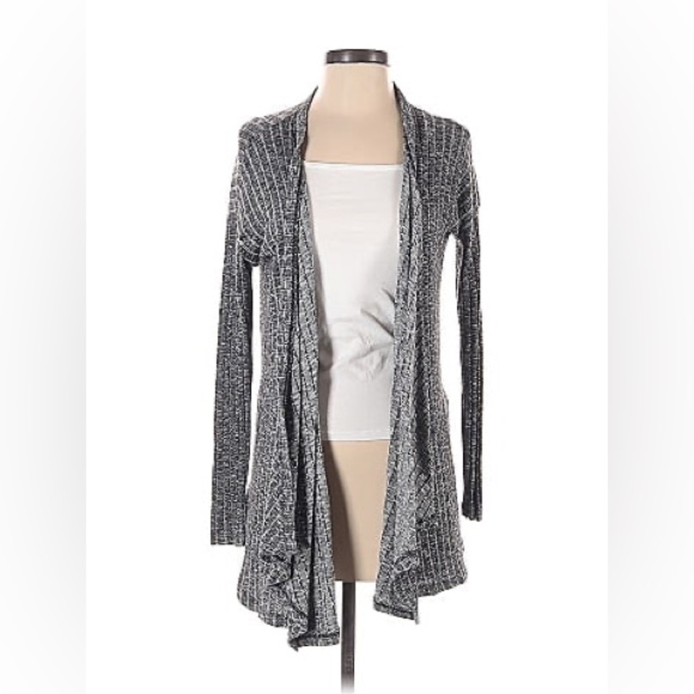 American Eagle Gray Open Front Duster Cardigan Ribbed Soft Knit Medium